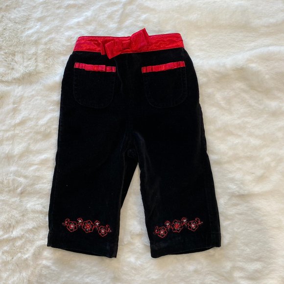 Newberry Cotton Velour Embroidered Floral Design Pull-On Pants Size 12 M… - Picture 1 of 7